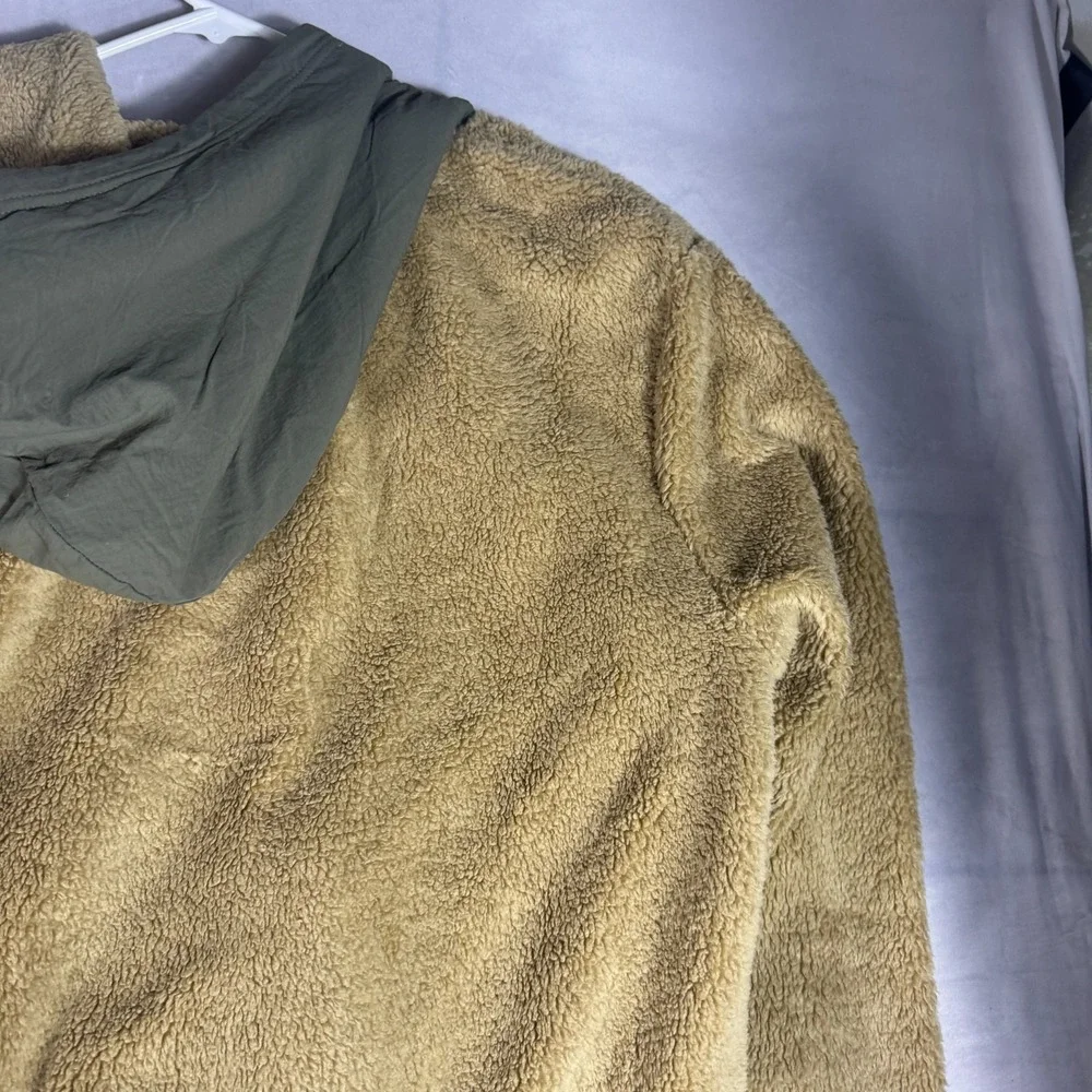 NWT True Religion Mens‎ Hoodie Tan Sherpa Fleece Full Zip Long Sleeve Comfort L
